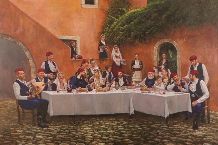 Xenakis Petros, “Cretan Wedding” (2013), Oil on canvas