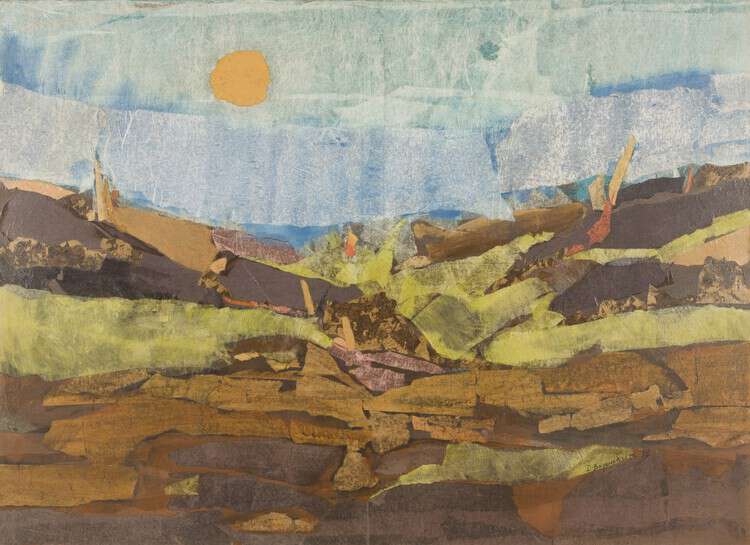 Verykaki Olga, “Landscape” (1994), Collage mixed media on canvas