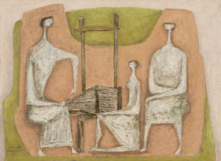 Kaloutsis Valerios, “The three figures” (1956), Oil on canvas