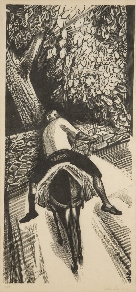 Κάνθος Τηλέμαχος, «Ο γεροκαβαλάρης» (1971), Ξυλογραφία